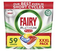 Fairy Platinum Plus All In 1 Dishwasher Tablets Bulk 59 Tablets Lemon XXL PACK With Anti Dull Technology & Rinse Aid Action