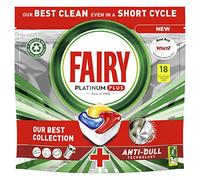 Fairy Platinum Plus All in One Dishwasher Tablets, Lemon, 18 Tablets, Our Best Cleaning for a Clean Like New, Removes Dullness & Prevents Limescale