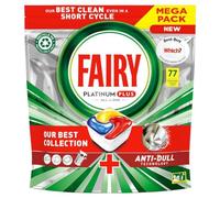 Fairy Platinum Plus All In One Dishwasher Tablets, Lemon, 77 Tablets, Our Best Cleaning For A Clean Like New, Removes Dullness & Prevents Limescale