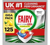 Fairy Platinum Plus Complete All-In-1 Dishwasher Tablets Bulk, 125 Tablets, Lemon, With Anti-Dull Technology & Rinse Aid Action, Effective In Short Cycles (Packing May Vary)