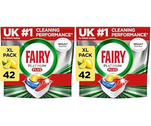 Fairy Platinum Plus Dishwasher Tablets - 84 Pack, Lemon, Anti-Dull Technology
