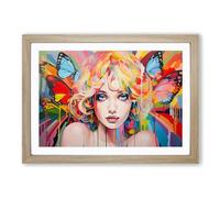 Fairy Pop Art Framed Wall Art Print, Ready to Hang Picture for Living Room Bedroom Home Office, Oak A2 (66 x 48 cm)