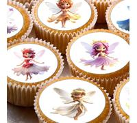 Fairy Pre-cut Edible Wafer Cupcake Toppers, Round Cake Decorations, Fairies, x 24