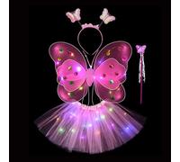 Fairy Princess Costume | Fairy Costume Set for Girls with Butterfly Wings - Includes One and One Headband Fairy Wings Butterfly LED Skirt for Party