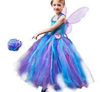 Fairy Princess Costume for Girls | Pageant Photo Props with Wings And Wand - Girls Fairy Halloween Costume,for Stage Performance Halloween Cosplay Party Fair Festival Christmas Holiday Pride Garden