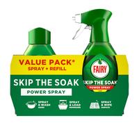 Fairy Dish Spray Kit Skip the Soak - 1.3L (650+650ml) - 100% Grease Removal - Lemon