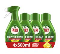 Fairy Skip the Soak Dish Spray Kit Lemon Trigger 4x500ml Refill 100 Grease Removal for Dishes Surfaces