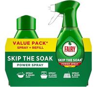 Fairy Skip The Soak Power Spray Fresh 500ml - Grease Remover & Degreaser for Fast Effortless Cleaning (Fairy Skip The Soak Power Spray and Refill Lemon 2x500ml)