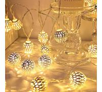 Fairy String Lights for Bedroom Moroccan Ball 10 Warm LED Lights 1.5m Mini Mirror Balls Flashing Light Battery Operated for Parties Home Living Room Weddings Indoor Outdoor Christmas Tree Decoration
