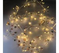 Fairy String Lights with Decorative Crystal Beads, 6.6ft 100 LED Battery Operated Boho Lights, 8 Modes Remote & Timer, Ambient Warm White Firefly Lights for Bedroom, Wedding, Table, DIY Craft Wreath