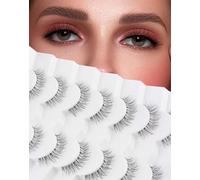 Fairy Strip Lashes That Look Like Extensions Clear Band False Eyelashes Natural Look 3D Volume Lashes Short Wispy Fake Eyelashes Pack 7 Pairs 10MM