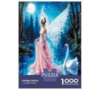 Fairy Swan Lake 1000 Piece Premium Jigsaw Puzzle Whimsical Water Magic Jigsaw Puzzle Set Sturdy Cardboard Couple Partners Ultra Difficult Christmas 52x38cm/1000pcs