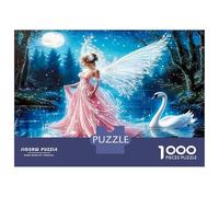 Fairy Swan Lake 1000 Pieces Puzzle for Adults Whimsical Water Magic Jigsaw Puzzle Recycled Cardboard Family Puzzle Lovers Holiday Activity Office Break Cognitive Development 38x26cm/1