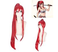 Fairy Tail Erza Scarlet For Women 100Cm Long Straight High Quality Heat Resistant Synthetic Hair Wig Anime Cosplay Wig Red