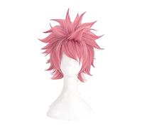 Fairy Tail Etherious Natsu Dragneel Cosplay Wigs Short Pink Shaggy Layered Heat Resistant Synthetic Hair Wig + Wig Cap