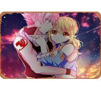 Fairy Tail, Lucy Heartfilia, Natsu Dragneel Anime Poster Home Wall Art Decoration Retro Metal Tin Sign 8x12 inch