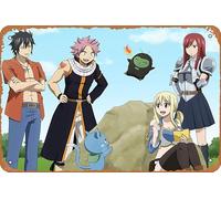 Fairy Tail, Lucy Heartfilia, Natsu Dragneel, Erza Scarlet, Gray Fullbuster, Happy (Fairy Tail) Anime Poster Home Wall Art Decoration Retro Metal Tin Sign 8x12 inch