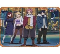 Fairy Tail, Lucy Heartfilia, Natsu Dragneel, Erza Scarlet, Gray Fullbuster, Happy (Fairy Tail) Anime Poster Home Wall Art Decoration Retro Metal Tin Sign 8x12 inch