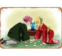 Fairy Tail, Lucy Heartfilia, Natsu Dragneel, Happy (Fairy Tail) Anime Poster Home Wall Art Decoration Retro Metal Tin Sign 8x12 inch