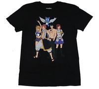 Fairy Tail Mens T-Shirt - Serious Tale Cast Under Floating Happy(Small)