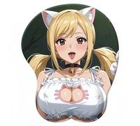 FAIRY TAIL mouse pad,3d anime girl big chest gaming mouse pad mat with gel wrist rest,Ergonomic mouse pad with PU non-slip base.（Lucy Heartfilia）