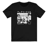 Fairy Tail Natsu Kanji Anime Fairy Tail Team Fairy Tail Guild Unisex Black T-Shirt(Large)