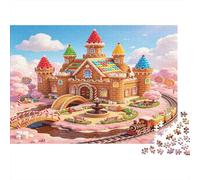 Fairy Tale Candy Castle 1000 Piece Jigsaw Puzzle Paper for Adults Fantasy Pink Landscape Focus Family Relax Home Gift 52x38cm/1000pcs