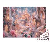 Fairy-Tale Castle 1000 Piece Cardboard Jigsaw Puzzle Glowing Rose Flowers for Adult Stress Relief Seekers Home Entertainment Unique Pattern 52x38cm/1000pcs