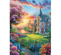 Fairy Tale Castle in Flower Garden 500 Piece Premium Jigsaw Puzzle Mitos Fantástico Adult Jigsaws Brain Training Hobby Home Decor Winter Gift Unique Shaped Recycled Material 500 PCS