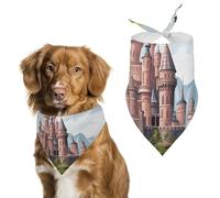 Fairy Tale Castle Printed Pet Scarf Polyester Triangle Scarf - One Size (27.6in X 11.8in)