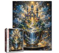 Fairy Tale Castle Teacup Jigsaw Puzzles 1000 Pieces for Adults Starry Waterfall Puzzles Scenic Town Puzzle Challenging Family Activity Games DIY Craft Puzzle for Home Decor Gifts 19.7" x 27.6 "