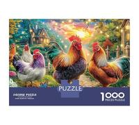 Fairy Tale Chickens 1000 Piece Rooster Trio Sturdy Cardboard Jigsaw Puzzle for Puzzle Enthusiasts Birthday Party Staycation Entertainment Casual Gamers Value for Money 38x26cm/1000pcs