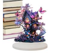 Fairy Tale Decoration - Acrylic 2D Flat Decoration of Fairy House, Waterproof Desktop Centre - Piece | Holiday Decoration for Children, Dreamy Fantasy Design, Perfect for Desktops and Shelves, H