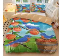 Fairy Tale Duvet Cover Single Kids Bedding Set - Hand-Painted Autumn Forest Birds Print Soft Cotton Blend for Girls Toddler Bedroom Decor (style4,Double200x200cm+65x65cm*2)