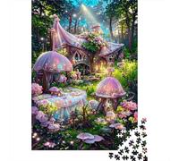 Fairy Tale Forest Cottage 1000 Piece Jigsaw Puzzle Paper for Adults Dreamlike Mushroom Puzzle Game for Family Home Decor Gift 52x38cm/1000pcs