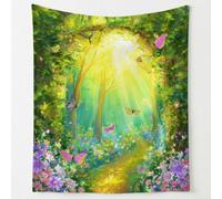 Fairy Tale Forest Print Blanket Throws Elegant Butterfly Floral Throw Blankets Soft Cozy Fleece Plush Flannel Bedding Blanket for Kids Adults Couch Travel 150 x 180 cm Green