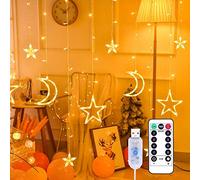 Fairy Tale Light,Star Curtain Light Strings LED Battery Powered String Light,LED Curtain Light Star Moon Window Lights,Christmas Window Lights,Bedroom Warm (Warm White 3.5 Meters