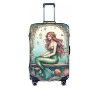 Fairy Tale Mermaid03 Luggage Cover Elastic Washable Stretch Suitcase Protector Scratch Resistant Travel Cover White/Opulent Garden, Small, White/Opulent Garden, S