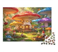 Fairy Tale Mushroom House 1000 Piece Jigsaw Puzzle Paper for Adults Fantasy Forest Scene Jigsaw Puzzle for Family Relaxation Home Gift 38x26cm/1000pcs
