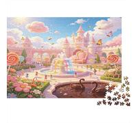 Fairy Tale Pink Castle 1000 Piece Jigsaw Puzzle Paper for Adults Candy Garden Puzzle Game for Family Mindfulness Stress Relief Gift 70x50cm/1000pcs 70x50cm/1000pcs