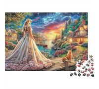 Fairy Tale Princess 1000 Piece Jigsaw Puzzle Paper for Adults Sunset Cottage Jigsaw Puzzle for Family Relaxation Focus Home Gift 52x38cm/1000pcs