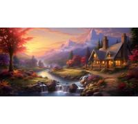 Fairy Tale River Diamond Art Kits Adults, DIY 5D Large Diamond Painting House Crystal Art Kits 35.4 x 70.9 Inch, Embroidery Cross Stitch Canvas Painting by Numbers for Home Wall Decor Gifts (RD232)