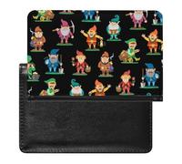 Fairy Tale Scandinavian Gnome Seamless On Black Women's Passport Protector, Men's Passport Protector, PU Travel Passport Protector for Women Men Worker 5.8 x 3.9 x 0.4 inch