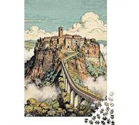 Fairy Tale Town 1000 Pc Cardboard DIY Cliff Castle Town Puzzle, Challenging Family Game 12+, Stress Relief, Vibrant Colours & Home Decor 70x50cm/1000pcs