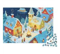Fairy Tale Town 1000 Pc Cardboard DIY Colorful Snow Port Puzzle, Challenging Family Game, Vibrant Colours, Stress Relief & Home Decor 70x50cm/1000pcs