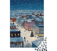 Fairy Tale Town 1000 Pc Cardboard DIY Snowy Main Street Jigsaw 12+, Challenging Family Game, Stress Relief, Vibrant Colours & Leisure Decor 52x38cm/1000pcs