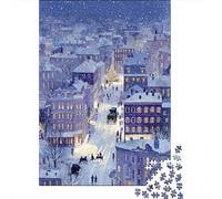 Fairy Tale Town 1000 Pc Cardboard DIY Snowy Town Street Puzzle, Challenging Family Game 12+, Stress Relief, Vibrant Colours & Home Decor 38x26cm/1000pcs