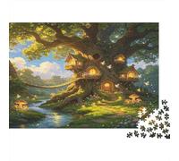 Fairy Tale Treehouse 1000 Piece Jigsaw Puzzle Paper for Adults Magical Forest Scene Puzzle Game for Family Relaxation Focus Home Decor Gift 52x38cm/1000pcs