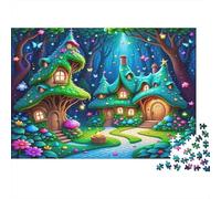 Fairy Tale Village 1000 Piece Jigsaw Puzzle Recyclable Magical Forest Puzzles for Elderly Family Gaming Time Props Relieve Senile Dementia Great Gift 52x38cm/1000pcs