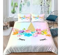 Fairy tale world magic Pegasus bedding set 3-piece set, cartoon pink unicorn princess room decoration, girl's duvet cover，